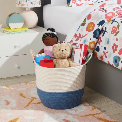 Large Color Block Coiled Rope Kids' Storage Basket Blue/White - Pillowfort™ 3 Large Color Block Coiled Rope Kids' Storage Basket Blue/White - Pillowfort™