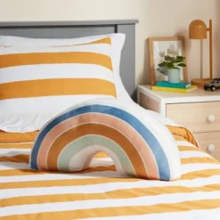 Pillowfort 11 Rainbow Weighted Plush Kids' Throw Pillow White/Blush - Pillowfortâ˘