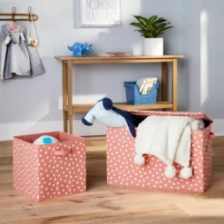 Large Rectangle Dot Kids' Storage Bin Rose Pink - Pillowfortâ˘