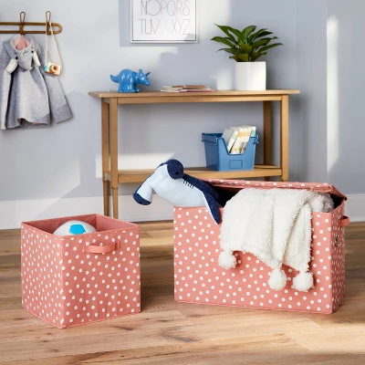 Large Rectangle Dot Kids' Storage Bin Rose Pink - Pillowfort™ 3 Large Rectangle Dot Kids' Storage Bin Rose Pink - Pillowfort™