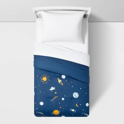 Toddler Space Cotton Kids' Comforter Navy - Pillowfort™ 3 Toddler Space Cotton Kids' Comforter Navy - Pillowfort™