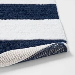 Rugby Striped Kids' Bath Rug Navy - Pillowfort™ -Pillowfort GUEST 762155a6 5a16 44cb 9543 ebdc34fd8281