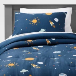 Space Cotton Kids' Comforter Set Navy - Pillowfort™ -Pillowfort GUEST 8336978e ac9a 4e56 ba2a 8d32ddca34a7