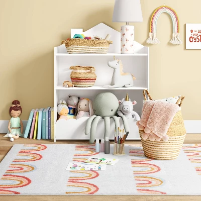 4'x5'6" Printed Rainbow Tufted Kids' Rug - Pillowfort™ 3 4'x5'6" Printed Rainbow Tufted Kids' Rug - Pillowfort™