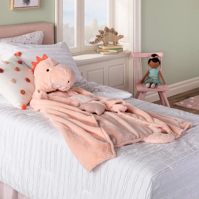 Dinosaur Kids' Hooded Blanket Pink - Pillowfort™ 3 Dinosaur Kids' Hooded Blanket Pink - Pillowfort™