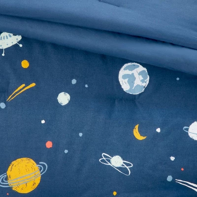 Toddler Space Cotton Kids' Comforter Navy - Pillowfort™ 4 Toddler Space Cotton Kids' Comforter Navy - Pillowfort™ - Image 2