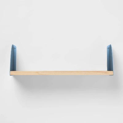 Wood Kids' Shelf With Metal Brackets Blue - Pillowfort™ 4 Wood Kids' Shelf With Metal Brackets Blue - Pillowfort™ - Image 2