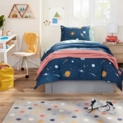 Space Cotton Kids' Comforter Set Navy - Pillowfortâ˘