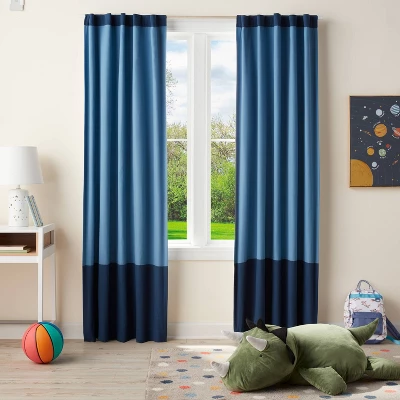 84" Tonal Blackout Window Kids' Panel Blue - Pillowfort™ 3 84" Tonal Blackout Window Kids' Panel Blue - Pillowfort™